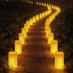 크리스마스 추수감사절 할로윈 결혼식 발렌타인데이 장식 스노플레이크 가벼운 크리스마스 무게감 포함된 위한 루미너리 20세트 JENGMY 워터백이 스트링과 방수 있는 세트