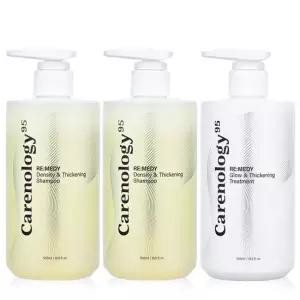 케어놀로지 레미디 볼륨 탈모완화 샴푸2개+트리트먼트1개 3종세트/카페인 탈모케어/비오틴