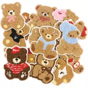 다온나들  꾸미기 곰돌이 자수 패치 와팬 세트 DIY 16종