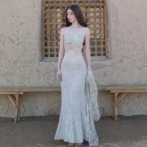 여성용 원피스 빈티지 후드 핏예쁜 사진 정장세트 둔황 여행 세트 촬영 사막 대서북 이국적인 인기1