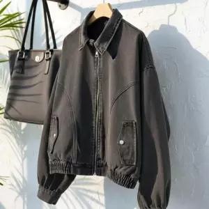 여성 오버사이즈 워싱 크롭 데님 자켓 블루종 점퍼 (46508037)