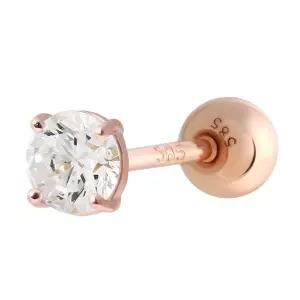 14K GOLD 베이직 3mm 큐빅 로즈골드 금 피어싱