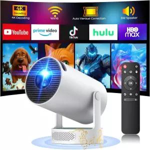 WiFi 및 블루투스가 지원되는 미니 프로젝터 5W 사운드베이스 스피커가 장착된 4K 침실용 휴대용 300 ANSI