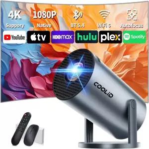 [내장 앱 및 2026 업그레이드] 미니 프로젝터 지원 4K 1080P 오토 키스톤 180° 회전 가능 WiFi 6