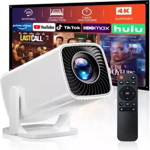미니 프로젝터 휴대용 4K 및 풀 HD 1080P 지원 270° 회전 실외 스마트폰 TV 스틱 노트북 PS4 HDMI USB와