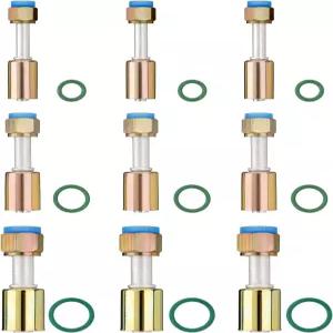 표준 호스 여성용 에어컨 AC 피팅 세트 스트레이트 6 8 10 9개 180도
