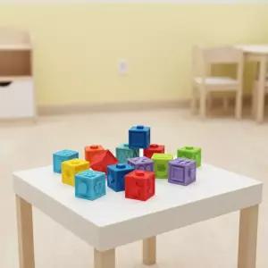 에듀쉐이프 소프트 팝블럭 (10p) 말랑 촉감놀이 도형 큐브블럭 쌓기놀이 숫자 학습용