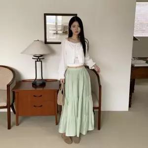 [하프클럽/]여성용 로맨틱한 페미닌 롱 스커트 스타일 캉캉