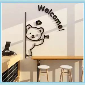 곰돌이 아크릴 입체 환영 벽 문구 소품 매장 인테 개업 스티커