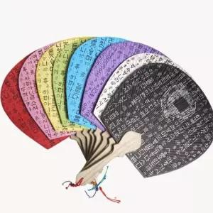 한글부채 한국 전통 훈민정음 한글 원형 나무부채 종이부채 8색