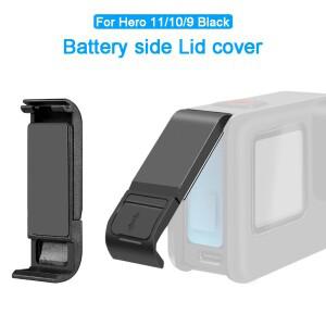 충전 케이스가 있는 플립 배터리 측면 뚜껑 커버 고프로 히어로 11 10 9 용 포트 블랙 탈착식 문 액세서리