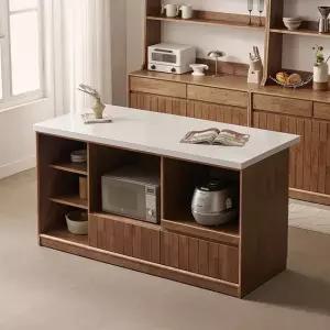 헤이즐 원목 광파오븐 인조대리석 오픈 아일랜드 홈바 식탁 렌지대 1600x750 GM546