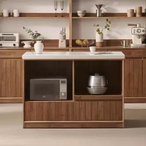 헤이즐 원목 광파오븐 인조대리석 아일랜드 홈바 식탁 렌지대 1200x600 GM536