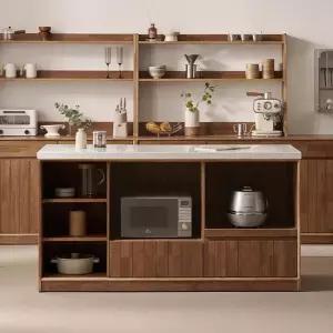 헤이즐 원목 광파오븐 인조대리석 오픈 아일랜드 홈바 식탁 렌지대 1600x600 GM545