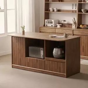 헤이즐 원목 광파오븐 수납 아일랜드 홈바 식탁 렌지대 1600x750 GM548