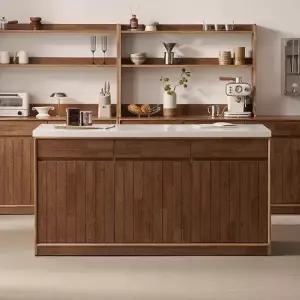 헤이즐 원목 광파오븐 인조대리석 와이드 아일랜드 홈바 식탁 서랍 수납장 1600x600 GM553