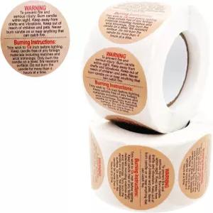 1000개 경고 라벨 양초 DIY 병 만들기용 1.5인치 안전 스티커 갈색