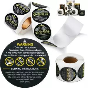 럭세틴 양초 경고 라벨 용기 스티커 안전 DIY 및 소규모 사업체용 데칼(블랙 2.0인치 1000개)