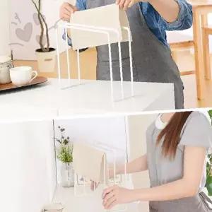 주방용 벽부착 행주 건조 거치대 겸용 도마 수납 선반 타올 정리 행거 싱크대