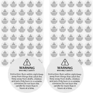 200개의 양초 경고 스티커 방수 안전 DIY 만들기 공예 스티커용 라벨