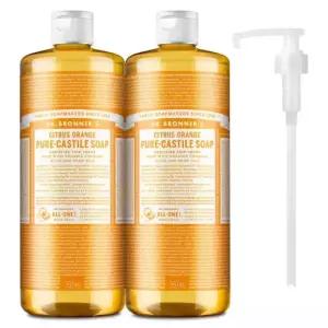 닥터브로너스 시트러스 오렌지 퓨어 캐스틸 솝 페이스앤바디워시 475ml x 2p + 펌프 세트, 950ml, 1개