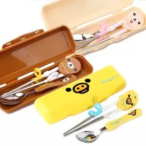 리락쿠마 스푼 교정젓가락 케이스 세트 얼굴