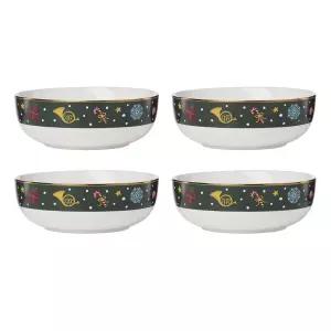 Lenox 898403 호두까기 인형 발레 다목적 그릇, 4인용, 크리스마스 접시, 식기 세트, 휴일