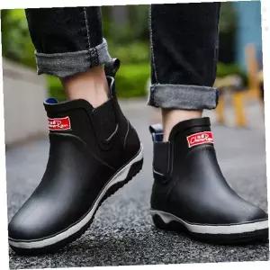 남성 발목 방수화 장마 대비 신발 고무 소재 미끄럼 방지 밑창 통굽 디자인 야외