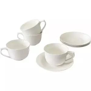 MIWARE 226.8g(8온스) 도자기 카푸치노 컵, 받침 포함 - 4개 세트, 특수 커피 음료, 라떼, 카페 모카 및 차