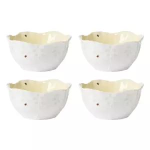 Lenox 897771 버터플라이 메도우 플로럴 디저트 볼, 옐로우, 4개 세트