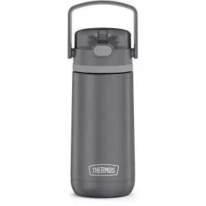 THERMOS FUNTAINER 414ml(14온스) 스테인리스 스틸 진공 단열 아동용 빨대 병, 플립업 빨대 포함, 그레이