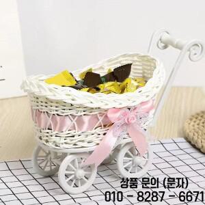 인형 작은 꽃 바구니 트롤리 장난감 카트 유모차 짠 장식 결혼 선물 케이스
