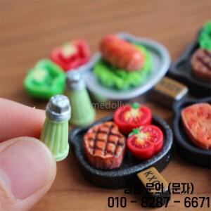 1/6 스케일 미니어처 인형집 양념병 모형 스테이크 핫도그 고기 음식 블라이스 OB11 액세서리 장난감