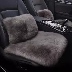 자동차 등받이 겨울방석 쿠션 차량 퍼플 양모 시트