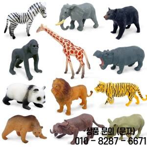 미니 정글 동물 장난감 세트 현실적인 야생 플라스틱 학습 코끼리 가젤 기린 그누 고릴라 사자 호랑이 12