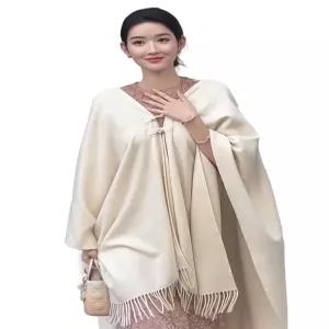 캐시미어 플레인 카멜 숄 머플러 여성상의 케이프