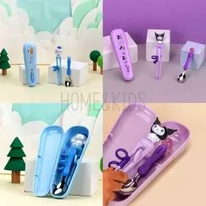 산리오 더스틱 맥스젓가락스푼케이스세트 3P세트 시나모롤 쿠로미 1단계 유아 어린이 수저세트 교정젓가락