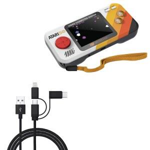 [미국배송] 내 아케이드 아타리 포켓 플레이어 프로(2.75인치)와 호환되는 BOXWAVE 케이블 - ALLCHARGE 3-IN-1 JET BLACK