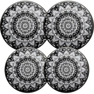 가스레인지 버너 커버 4개 세트 만다라 10인치 포함 모노크롬 주방용 8인치 플로럴 화려한 금속 스토브탑 전기