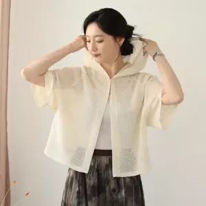 르네 원버튼 망또 가디건 /여름 펀칭 시스루 가오리핏  VCD101