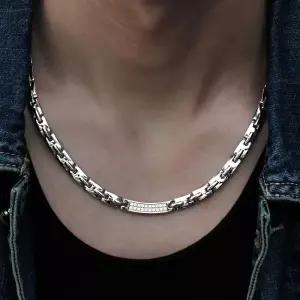 게르마늄 목걸이 스포츠 자석 운동선수 스테인레스 에너지 운동 티타늄 실버