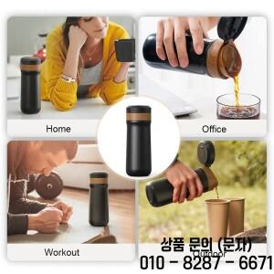 휴대용 프렌치 프레스 커피 머그 304 스테인리스 스틸 이중 필터가 있는 여행용 보온병 8시간