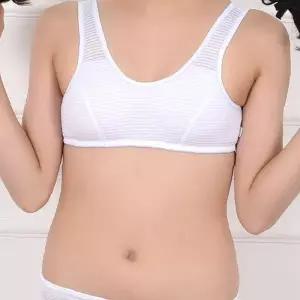 주니어 스포츠 브라 1단계 화이트 민소매 나시 브라탑 편안한 면 소재 학생