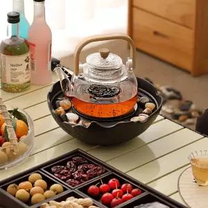 전기 스토브 가정용 실내 난로 겨울 히터 도자기 티포트 다기구 세트