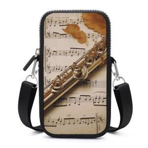 오이니에이 플루트 음악 휴대폰 지갑 경량 소형 크로스바디 가방 미니 여행용 파우치 숄더백