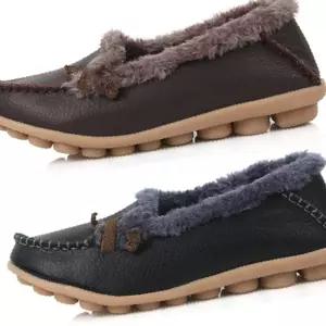 천연가죽 여성 모카신 털단화 털운동화 슬리퍼 따뜻한 보온성 겨울슈즈