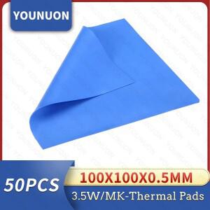 YOUNUON 컴퓨터 CPU 그래픽 칩 방열판 실리콘 열 패드 시트 100x100x0.5mm 0.5mm 두께 50PCs