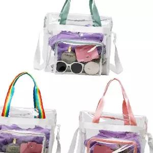 투명 비닐 숄더백 여름 가방 해변 수영장 여행 가방 화장품 수납 파우치 투명