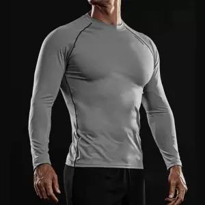 남성 슬림핏 긴팔 헬스 운동복 상의 그레이 스포츠언더웨어 간절기 기능성티 활동성좋은 흡습속건
