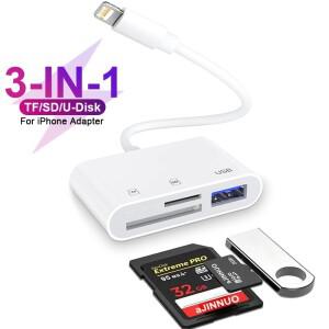 3In 1 USB SD TF 메모리 카드 리더기  Pro Max OTG 어댑터  카메라 사진 전송 전화 액세서리